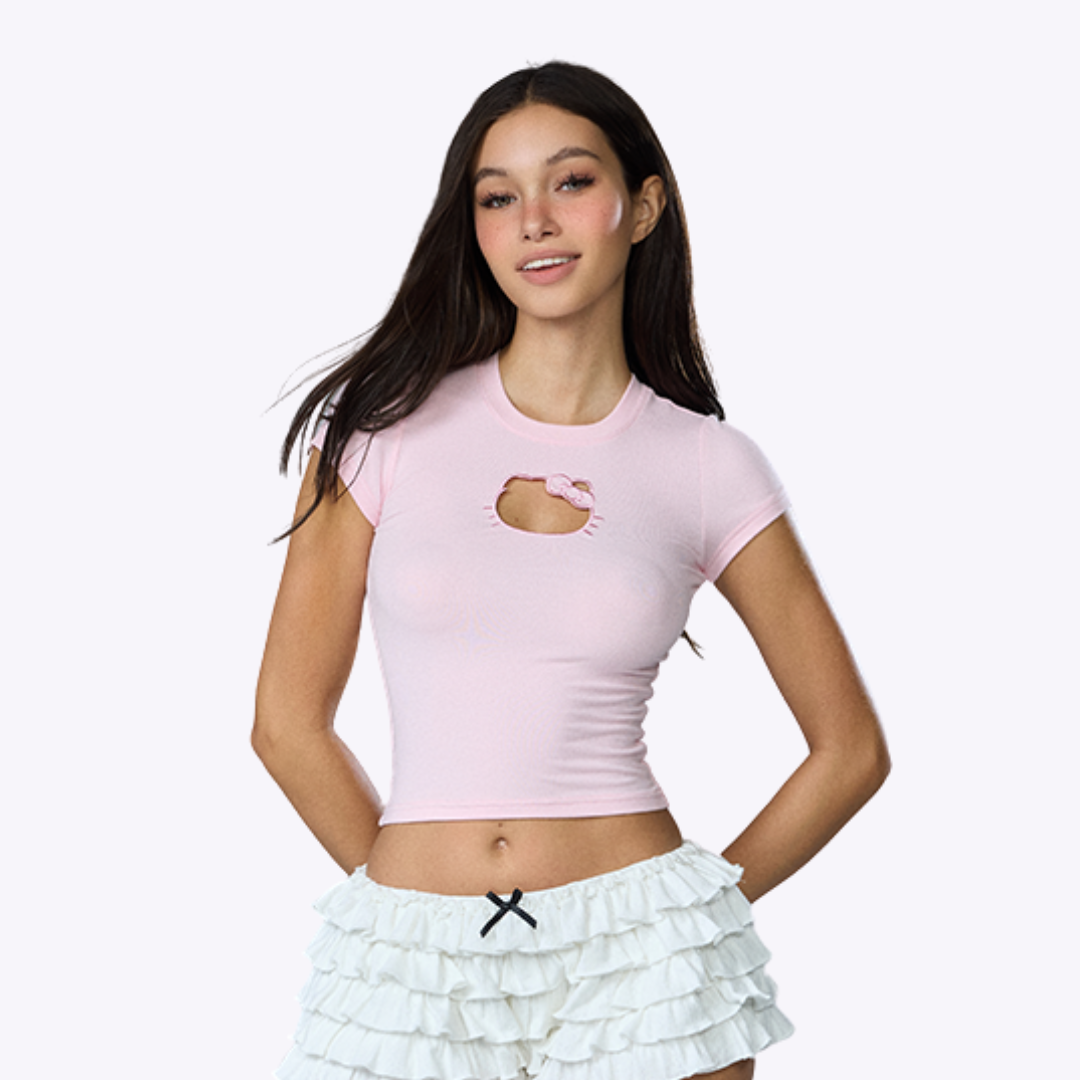 Image of Kitty Pink Cropped Top